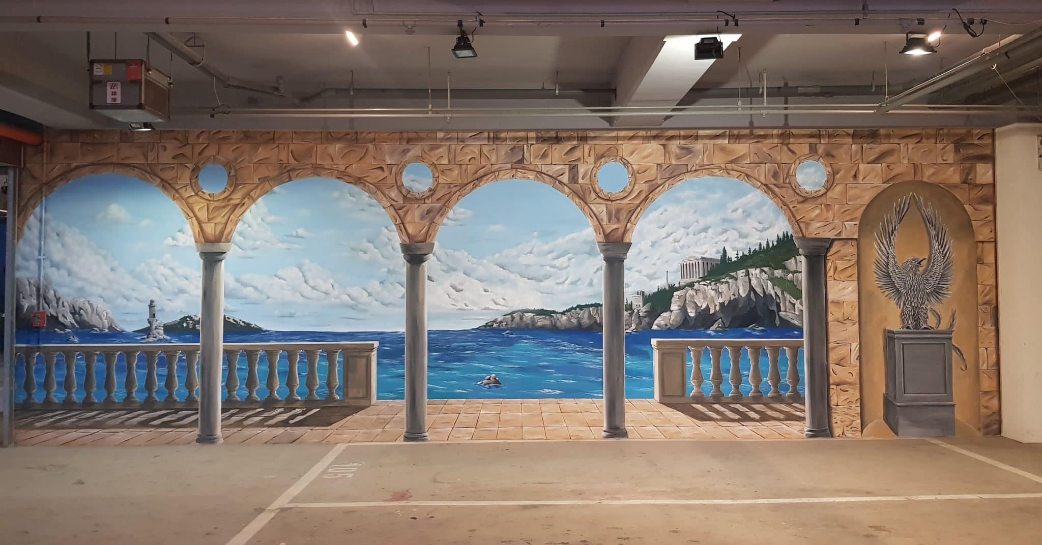 地中海風景壁畫 - 台灣商業空間異國風情藝術設計
