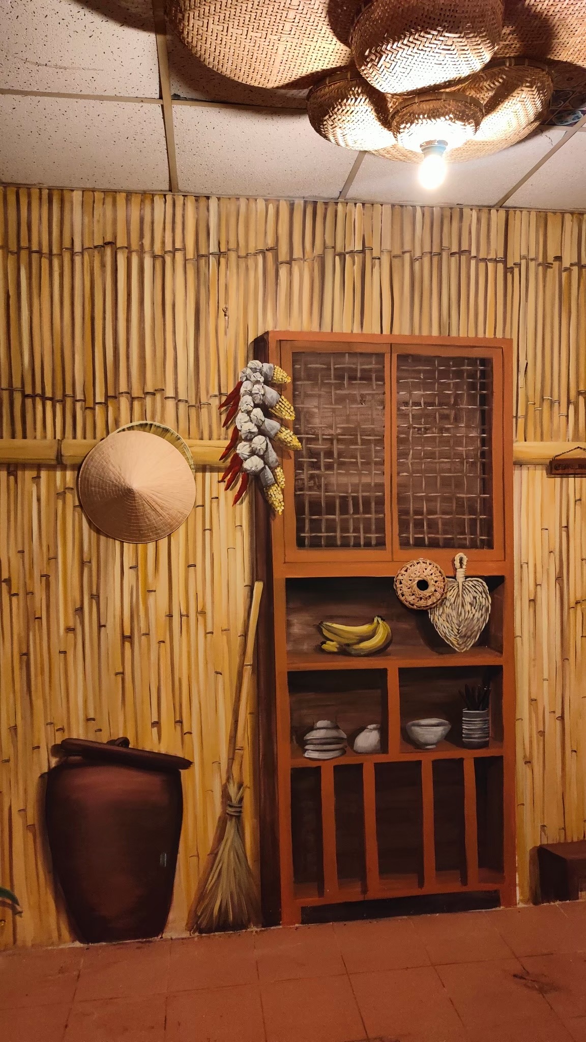 越南竹製風格室內壁畫 - 台灣商業空間異國風情設計